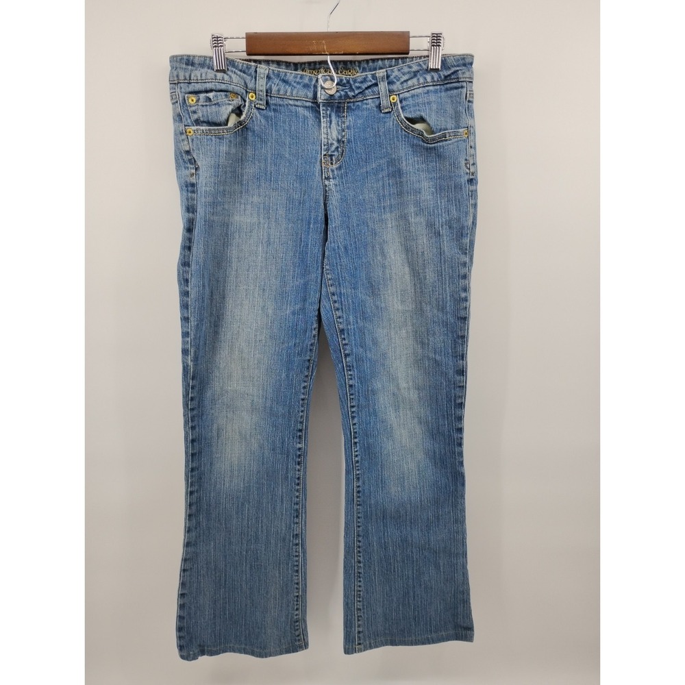 American Eagle Hipster Jeans Size 12 Low Rise Denim Blue 29in Inseam